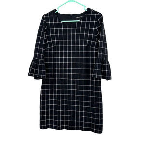 Banana Republic size 4 black white shift style dress‎ bell sleeves rear zip